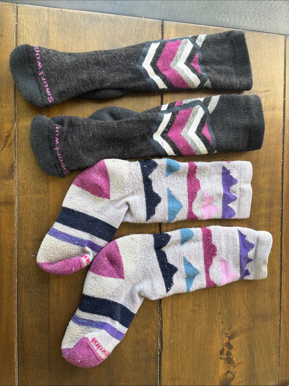 Smartwool kids Black and Multi-Color Patterned Crew Socks